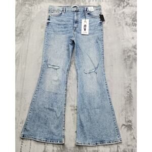 NEW Celebrity Pink Jeans Womens 21/35 Juniors Blue High Rise Flare Distressed